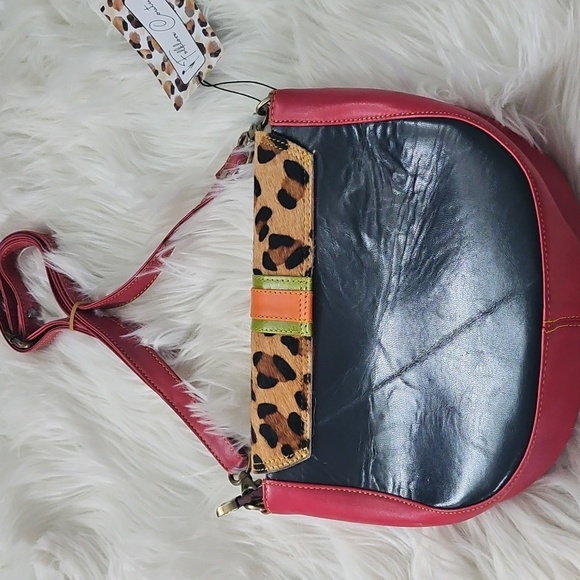 Folklore Couture Multi-Colored Leopard Print Crossbody NWT - Picture 3 of 13